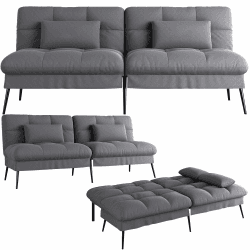 COMHOMA Sofa Schlafsofa mit Schlaffunktion, überzug Futon Klappsofa, Bettcouch, ecksofa, Couch Gästebett, 3-Sitzer Sofa, mit verstellbare Rückenlehne aus Stoff Stoff Grau