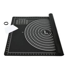 SUPER KITCHEN Groß Rutschfeste Backunterlage Antihafte Backmatte Silikon Teigunterlage Ausrollmatte XL Silikonmatte Pizza Fondant Teigmatte mit Teigschneider- Epoxidharz Resin Matte (Schwarz, 71x51cm) Schwarz 71 x 51 cm