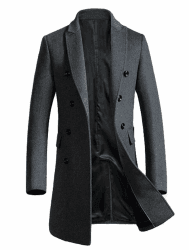 Vogstyle Herren Warme Wolle Coat Wintermantel Jacke Herrenmantel L Grau