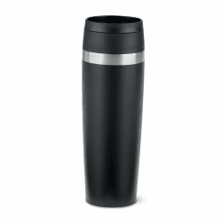 EMSA N2023550 Travel Mug Classic 0,5 Liter, neuer Komfort-Schraubverschluss, Pulverbeschichtung, Edelstahl, 6h heiß und 12h kalt, 100% dicht, 360°-Trinköffnung, Edelstahl, schwarz Neu (Komfort-Schraubverschluss) Neu (Komfort-Schraubverschluss) Schwarz