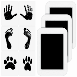 Romon Baby Handabdruck und Fußabdruck Set, 3 Pcs Fußabdruck Baby,Geschenk zur Geburt, Abdruckset für Neugeborene 0-6 Monate, Set, Hund, Pfotenabdruck Katze, Clean Touch Stempelkissen (S)