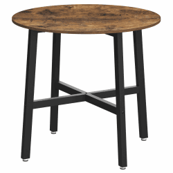 VASAGLE Esstisch klein, runder Küchentisch, für Wohnzimmer, Büro, 80 cm d, 75 cm H, Industrie-Design, vintagebraun-tintenschwarz KDT080B01 Vintagebraun + Tintenschwarz