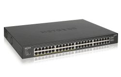 Netgear GS348PP 48 Port Gigabit Ethernet LAN PoE Switch (mit 24x PoE+ 380W, Plug-and-Play Netzwerk Switch, Desktop oder 19 Zoll Rackmontage, robustes Metallgehäuse), schwarz 48-Port Unmanaged POE+ 380W
