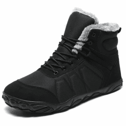 Barfußschuhe Winterstiefel Herren Damen Schneestiefel Herren Damen Winterstiefel Herren Damen Warm Gefüttert Barfußstiefel für Herren Damen Wasserdicht Outdoor Anti-Rutsch Bequem Leicht 37-46EU 43 EU Schwarz Graues Fell