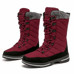 Geweo Winterstiefel Damen Wasserdicht Gefüttert Schneestiefel Rutschfeste Winter Schuhe Trekking Stiefel Wanderstiefel Gr.37-42 (Wählen Sie eine größere Größe falls Ihre Füße breiter sind) 41 EU Rot