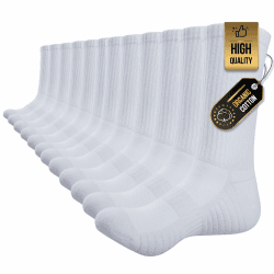 TANSTC Sneaker Socken Herren Damen 43-46 39-42 47-50 35-38 Baumwolle Laufsocken Atmungsaktiv Weich Lange Warm rutschfest Sportsocken Wandersocken 6 Paar 39-42 Weiß-CL02