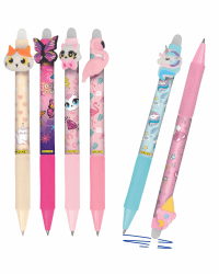 Online magiXX, 6x Radierstift Fun Girls I Gelschreiber blau radierbar mit 0,7mm Strichstärke I Tintenroller zum Schreibenlernen, Büro I kompatibel mit Frixion Mine I Radierbarer Kugelschreiber