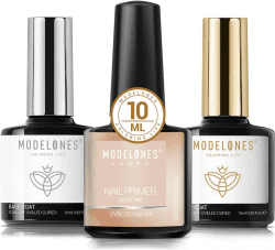 Modelones Base Coat Top Coat und Nail Primer Set, 3 x 10ml UV LED Gel Nagellack No Wipe Unterlack und Überlack Nägel Gellack Nageldesign Maniküre Set Top Base Coat Nail Primer Set 30 ml (1er Pack)