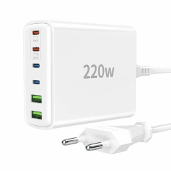 FINIBO 220W USB C Ladegerät Mehrfach: 6 Ports USB Schnellladegerät - PD USB Ladegerät + QC USB A Charger USB C für Smartphone, Samsung, iPad, Pixel und Anderen USB-Geräten Weiß(4 USB-C + 2 USB-A)