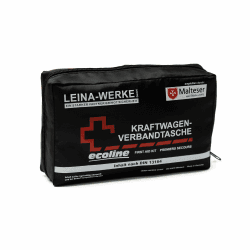Leina-Werke 11046 KFZ-Verbandtasche Compact Ecoline mit Klett, Schwarz/Weiß/Rot Black/White-red Print White-Red print