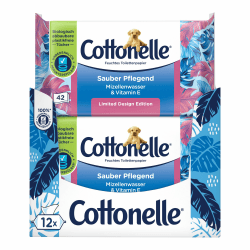 Cottonelle Feuchtes Toilettenpapier, Sauber Pflegend - Mizellenwasser & Baumwollduft, Biologisch Abbaubar, Plastikfrei, Wiederverschließbar, Vorteilspack, 12 x 42 Feuchttücher (Neu) 12 x 42 Stück