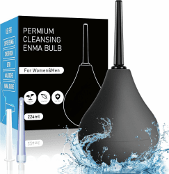 Anal dusche Einlauf zur darmreinigung - Po Dusche Irrigator darmspülung • Intimdusche zur Analdusche und Vagin aldusche für herr&frau mit 3 x abnehmbare, komfortable Duschkopf-Düsen (224ML Schwarz) Schwarz 2