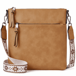 Roulens Mittel Damen Umhängetaschen, Leicht Damen Schultertasche aus Veganes Leder, Crossbody Bags für Frauen mit Verstellbar Abnehmbar Breiter Gurt A-kamelbraun