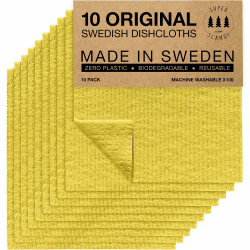 SUPERSCANDI Superscanddi schwedische Geschirrtücher, Papierhandtuch, Ersatz-Waschlappen (10er-Pack) Gelb Gelb 10er Pack