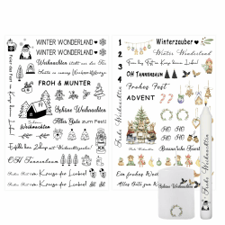 Ovaletta 2 Stück Kerzentattoos, Kerzentattoos Weihnachten, Kerzen Tattoo, Weihnachten Deko, Kerzen Dekorieren, Weihnachten C, A4(30 cmx20cm) Weihnachten C (A4)