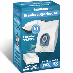 20x GN Staubsaugerbeutel geeignet für Miele Bodenstaubsauger Classic C1, Complete C2, Complete C3, S2, S5, S8, Hyclean 3d Efficiency Staubbeutel mit 5x Motorfilter(Blau) 20x Gn Staubsaugerbeutel 5x Motorfilter
