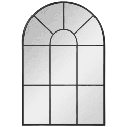 HOMCOM Wandspiegel Fensterspiegel 91 x 60 cm Dekorativ Spiegel mit Metallrahmen Hängespiegel für Wohnzimmer, Schlafzimmer, Schwarz 91L x 2B cm Schwarz
