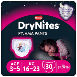 HUGGIES DryNites Girl hochabsorbierende Nachtwindeln für Mädchen 3-5 Jahre 3er Pack (3 x 10 Stück), bed wetting underwear 3-5 Jahre (30 Stück) 30 Stück