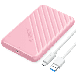 Festplattengehäuse 2,5 Zoll, ORICO 6Gbps USB C 3.1 Gen 1 Festplatten Gehäuse für 9.5mm 7mm 2.5 Zoll SATA SSD HDD, UASP Trim unterstützt, mit USB 3.0 Kabel, Werkzeugloses Externe SSD Gehäuse(Rosa) 25PW1-C3-PK