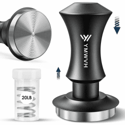 YMWVH Kaffee Tamper mit Base Ripple 58.3mm, Edelstahl Espresso Tamper mit 30lbs Anpressdruck, Barista Stempel Kaffeepresse für 58mm Bodenloser Siebträger Schwarz 58.3mm