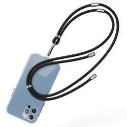 COCASES 2-in-1 Handykette Universal, Abnehmbare Handschlaufe und Handyband zum Umhängen Schlüsselband Handyschnur kompatibel mit meisten Smartphone (Schwarz)