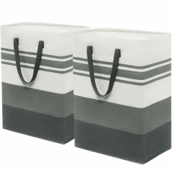 TIMEYARD Wäschekorb, 2er Set 75L Wäschesammler, Wäschekorb Groß, Aufbewahrungskorb, Laundry Baskets, Faltbarer Wäschekorb für Badezimmer Wohnzimmer Wäschetonne, 43x60cm, Grau