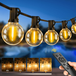 LED Lichterkette Außen Glühbirnen 20M - 65FT Outdoor Lichterkette Strom mit Wetterfest G40 Glühbirne Dimmbare Aussen Lichterkette Warmweiß für Garten Terrasse Balkon Hochzeiten Party 65FT/Dimmbare