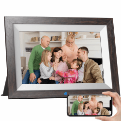 KODAK 10,1 Zoll WiFi Digitaler Bilderrahmen, 1280x800 HD IPS Touchscreen, WLAN Elektronischer Bilderrahmen, 32GB Speicher, Automatische Rotation, Teilen Sie Fotos sofort von überall aus 10,1 Zoll Dunkelbraun (Weißer Rahmen)