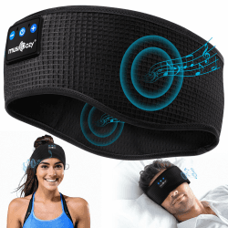 MUSICOZY Schlafkopfhörer Bluetooth 5.4, Schlaf Kopfhörer Sport-Kopfhörer 14+STD Spielzeit Kopfhörer Schlafen mit HiFi-Stereo, Ergonomisch Tech Gadgets für Seitenschläfer (Olivschwarz, L) L Olivschwarz