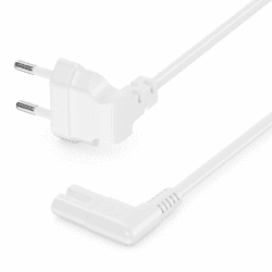 deleyCON 5m Netzkabel mit Flach Gewinkeltem Eurostecker - Eurostecker 90° Gewinkelt auf C7 Buchse 90° Gewinkelt - Euro-Netzkabel Stromkabel Kleingerätekabel - Weiß 5 M Weiß