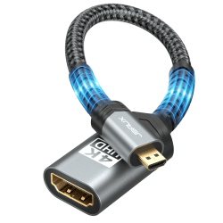 JSAUX Micro HDMI auf HDMI Adapter, Micro HDMI Stecker auf HDMI 2.0 Buchse Kabel, 4K@60Hz HDR 3D Dolby 18Gbps, Kompatibel mit Smartphones, Tablets, Kameras und andere vergoldete Geräte-Grau 1 Pack Grau