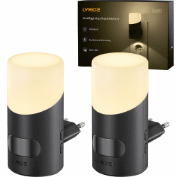 Lyridz Nachtlicht Steckdose mit Bewegungssensor Oberen und Unteren Beleuchtung Ultrahelles, 2 Stück Dimmbares Nachtlampe Warmweißes LED Nachtlicht mit 3 Modi für Schlafzimmer, Küche, Flur, 2700K Warmes Weiß