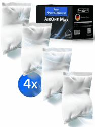 BonAura® AirOne Max Luftentfeuchter Nachfüllpack I 4er Set 980g Luftentfeuchter Granulat I Entfeuchter Nachfüllpack für Keller I Schutz gegen Schimmel & Gerüche 4 X Granulat Nachfüllpack