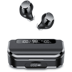 Bluetooth Kopfhörer, Kopfhörer Kabellos Bluetooth 5.3 mit 4 ENC Noise Cancelling Mic, 2024 In Ear Kopfhörer Bluetooth 128H Tiefer Bass,IP7 Wasserdichte Kopfhörer Sport, LED-Anzeige Ohrhörer USB-C Glänzend Schwarz