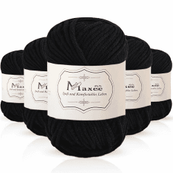 Maxee 250g(50gx5) Handstrickgarn Multicolor, Acryl Garn zum Stricken, Weicher Wolle zum Häkeln und Kunsthandwerk, Hand Knitting Garn zum Häkeln, Schals für Strickanfänger, Erfahrene Stricker 18 Schwarz