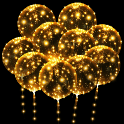 OSDUE 10 Pack Leuchtende Luftballons, 24 Zoll Valentinstag Bobo Luftballons mit 3m LED Lichterketten, Bobo Helium Ballons für Valentinstag, Hochzeit, Weihnachten, Geburtstag, Muttertag Dekoration Warmweiß