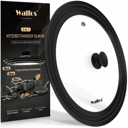 Walfos Universaldeckel Ø 30, 28 und 26 Glasdeckel für Töpfe, Pfannen Mit Abgestuften Silikonrand,Deckel für Pfannen und Töpfe, Topfdeckel hitzebeständig 26/28/30cm