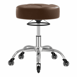 Rollhocker，Hocker höhenverstellbar mit ringheber，Dicker Schaumstoff für weichen Komfort，Stuhl mit rollen 360°，Arbeitshocker bis 180 kg belastbar， Drehhocker für Salon Spa und Haushalt(Braun)