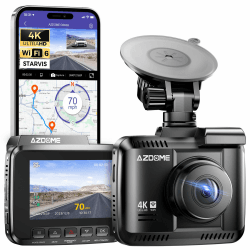AZDOME Dashcam Auto mit 4K Auflösung, WiFi Autokamera mit GPS, Dash Camera mit Nachtsicht, 170°Weitwinkel, WDR, 2,4" IPS, 24/7 Parküberwachung, Bewegungserkennung, Loop-Aufnahme(GS63H)