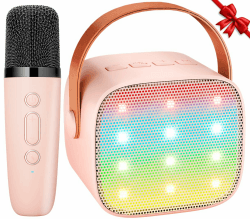 Karaoke Maschine Kinder Mini Karaoke Maschine für Kinder und Erwachsene, Karaoke Mikrofon mit Stimmenverzerrer, Geschenke Mädchen Spielzeug für Junge 3 4 5 6 7 8 9 10+ Jahre (Rosa) 1 Mikrofon Rosa