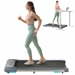 Walking Pad leise, Dripex Laufband für Zuhause 120kg,1-6km/h das Mini-Laufband fürs Homeoffice eine Motorleistung von 2.5 PS,Doppelte Stoßdämpfung Grau
