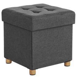 SONGMICS Sitzhocker mit Stauraum, kleine klappbare Sitzbank, 38 x 38 cm Fußbank, Aufbewahrungsbox, bis 300 kg belastbar, für Wohnzimmer Schlafzimmer Schlafsaal, schiefergrau LSF14GYZ Schiefergrau 38T x 38B x 40H cm