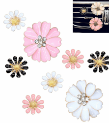 T TAKONE Auto Deko Innenraum Frauen - 8 Stück Gänseblümchen Lufterfrischer Clips, Aromatherapie Diffusor - Perfekt für Autozubehör und Innenraumdeko (pink) Rosa, Weiß, Schwarz