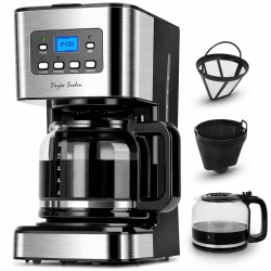Taylor Swoden Darcy - 950W Kaffeemaschine mit Timer ,1.5L Filterkaffeemaschine 12 Tassen, Abschaltautomatik, Tropf-Stopp, Wiederverwendbarem Filter und Heizplatte, BPA-frei, Schwarz