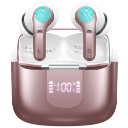 Bluetooth Kopfhörer, Kopfhörer Kabellos Bluetooth 5.3 In Ear Kopfhörer mit 4 ENC Mikrofon, 2023 Neue Kabellose Kopfhörer Noise Cancelling Earbuds mit 40H Deep Bass, USB-C, IP7 Wasserdicht Ohrhörer Roségold