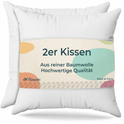 Kissen für Bett 65x65 cm Kopfkissen 2er Set Innenkissen Hypoallergene Anti-Milben Weiche Kissenfüllung mit Kissenbezug Baumwolle und Polyes. Abnehmbarem und Waschbaren Schlafkissen für Haus / Hotel 65x65 - 2er Set