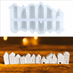 Silikonformen Gießformen Häuser, 12 Stück Gießformen Silikon Haus Mini, Weihnachten Giessformen Silikon, Gips Zum Gießen Häuserkranz, Gipsformen mit Kreativ Beton,Resin Gießharz,Raysin Gießpulver Stil1