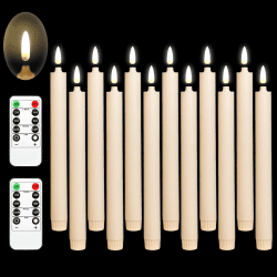 Da by LED Kerzen, Neue 3D Batteriekerze Fensterkerzen, H 26 cm LED Flammenlose flackernde Batteriekerzen mit Remote Candles/Timer-Funktion (warmweißes Licht) -12er-Set C#10