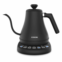COSORI Wasserkocher Edelstahl Schwanenhals, 0,8 Liter, Wasserkocher mit Temperatureinstellung, 80℃ bis 100℃, Warmhaltefunktion für 60 Min, Schwarz cosori Schwanenhals-Krug