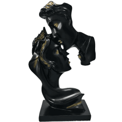 PIGPIGFLY Liebeskuss Statue,Abstrakte Skulptur,Deko Figuren, Deko Wohnzimmer Modern Zum Hinstellen, Abstrakte Skulptur Polyresin, Geschenkidee（Schwarz）